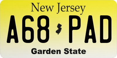 NJ license plate A68PAD