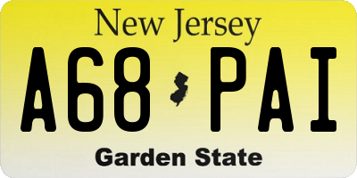 NJ license plate A68PAI