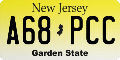 NJ license plate A68PCC
