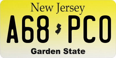 NJ license plate A68PCO