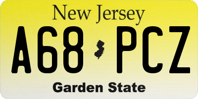 NJ license plate A68PCZ