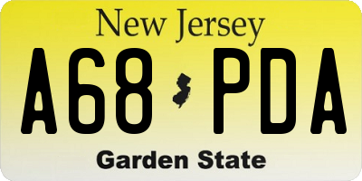 NJ license plate A68PDA