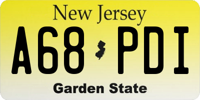 NJ license plate A68PDI