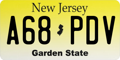 NJ license plate A68PDV