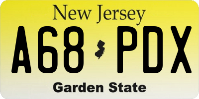 NJ license plate A68PDX