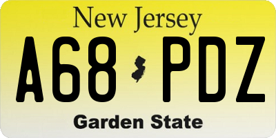 NJ license plate A68PDZ