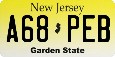 NJ license plate A68PEB