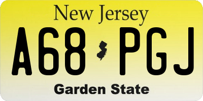 NJ license plate A68PGJ
