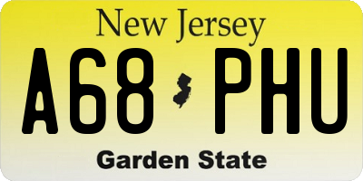 NJ license plate A68PHU