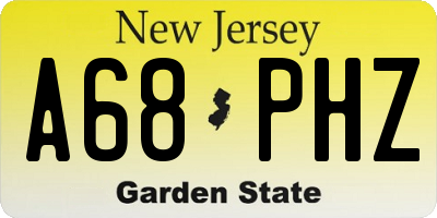 NJ license plate A68PHZ