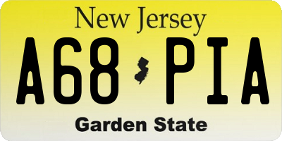NJ license plate A68PIA