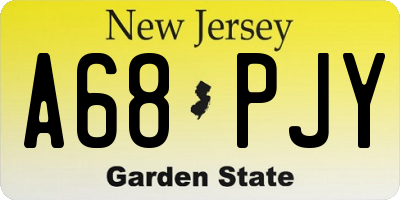 NJ license plate A68PJY