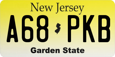 NJ license plate A68PKB