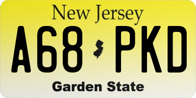 NJ license plate A68PKD