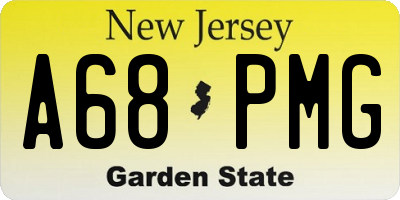 NJ license plate A68PMG