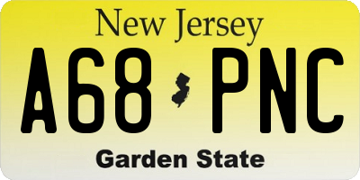 NJ license plate A68PNC