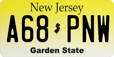 NJ license plate A68PNW