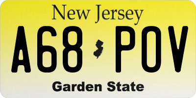 NJ license plate A68POV