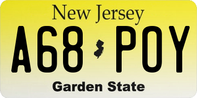 NJ license plate A68POY