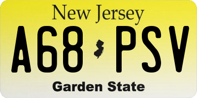 NJ license plate A68PSV