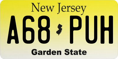 NJ license plate A68PUH