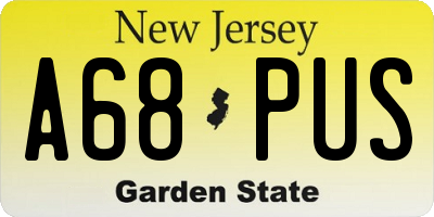NJ license plate A68PUS