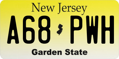 NJ license plate A68PWH