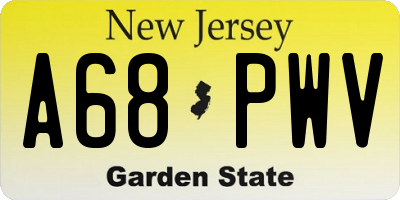 NJ license plate A68PWV