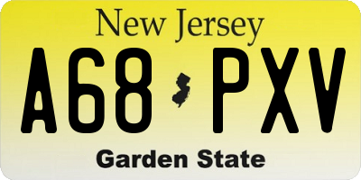 NJ license plate A68PXV