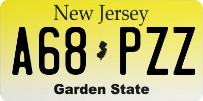 NJ license plate A68PZZ