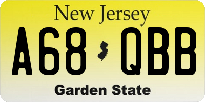 NJ license plate A68QBB