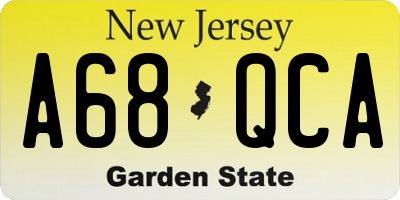 NJ license plate A68QCA