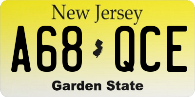 NJ license plate A68QCE