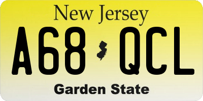 NJ license plate A68QCL