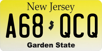 NJ license plate A68QCQ