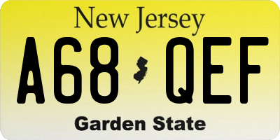 NJ license plate A68QEF