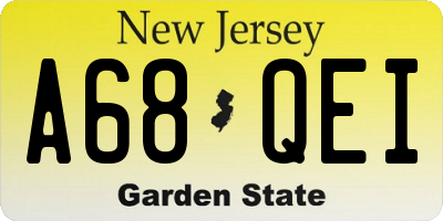 NJ license plate A68QEI