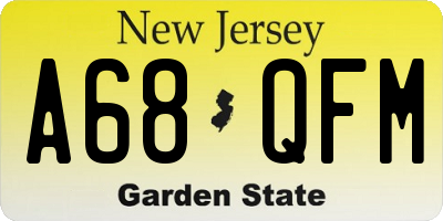 NJ license plate A68QFM