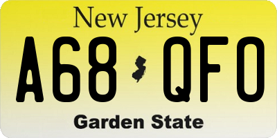 NJ license plate A68QFO