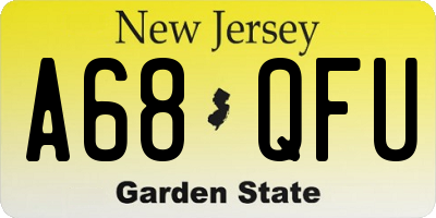 NJ license plate A68QFU