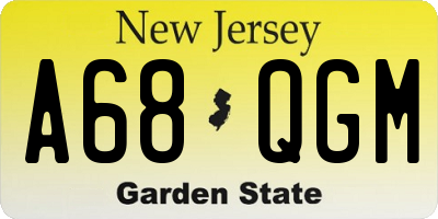 NJ license plate A68QGM