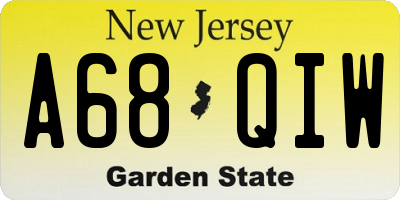 NJ license plate A68QIW