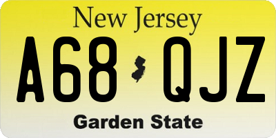 NJ license plate A68QJZ