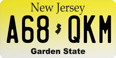NJ license plate A68QKM