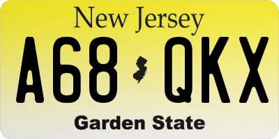 NJ license plate A68QKX