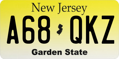 NJ license plate A68QKZ