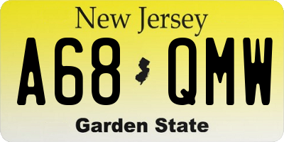 NJ license plate A68QMW