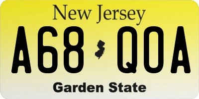NJ license plate A68QOA