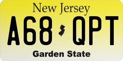 NJ license plate A68QPT