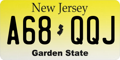 NJ license plate A68QQJ